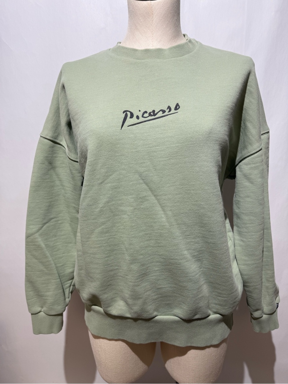 Zara 100% cotton Picasso signature collaboration art green sweatshirt medium